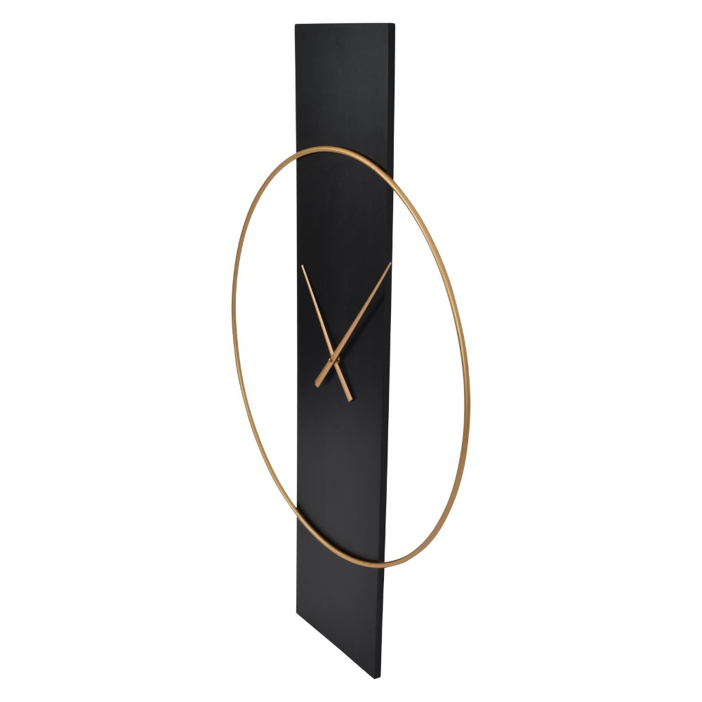 Libra Dakota Black Panel Wall Clock in Gold