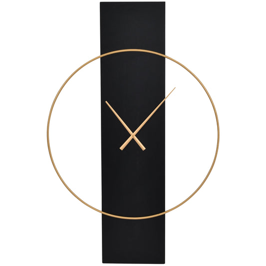 Libra Dakota Black Panel Wall Clock in Gold