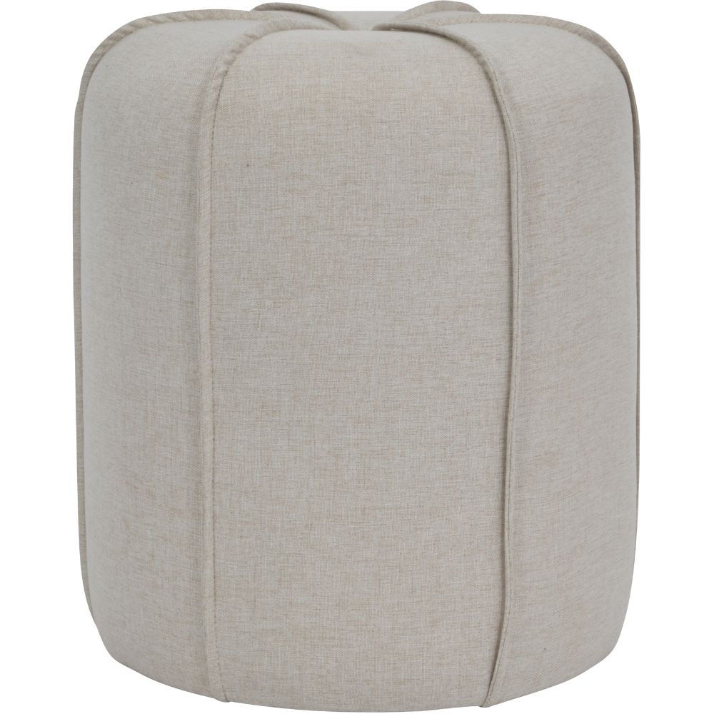 Libra Seamed Button Stool in Oatmeal Fabric