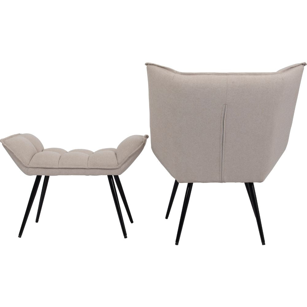 Libra Chrishall Occasional Chair with Footstool in Oatmeal Fabric