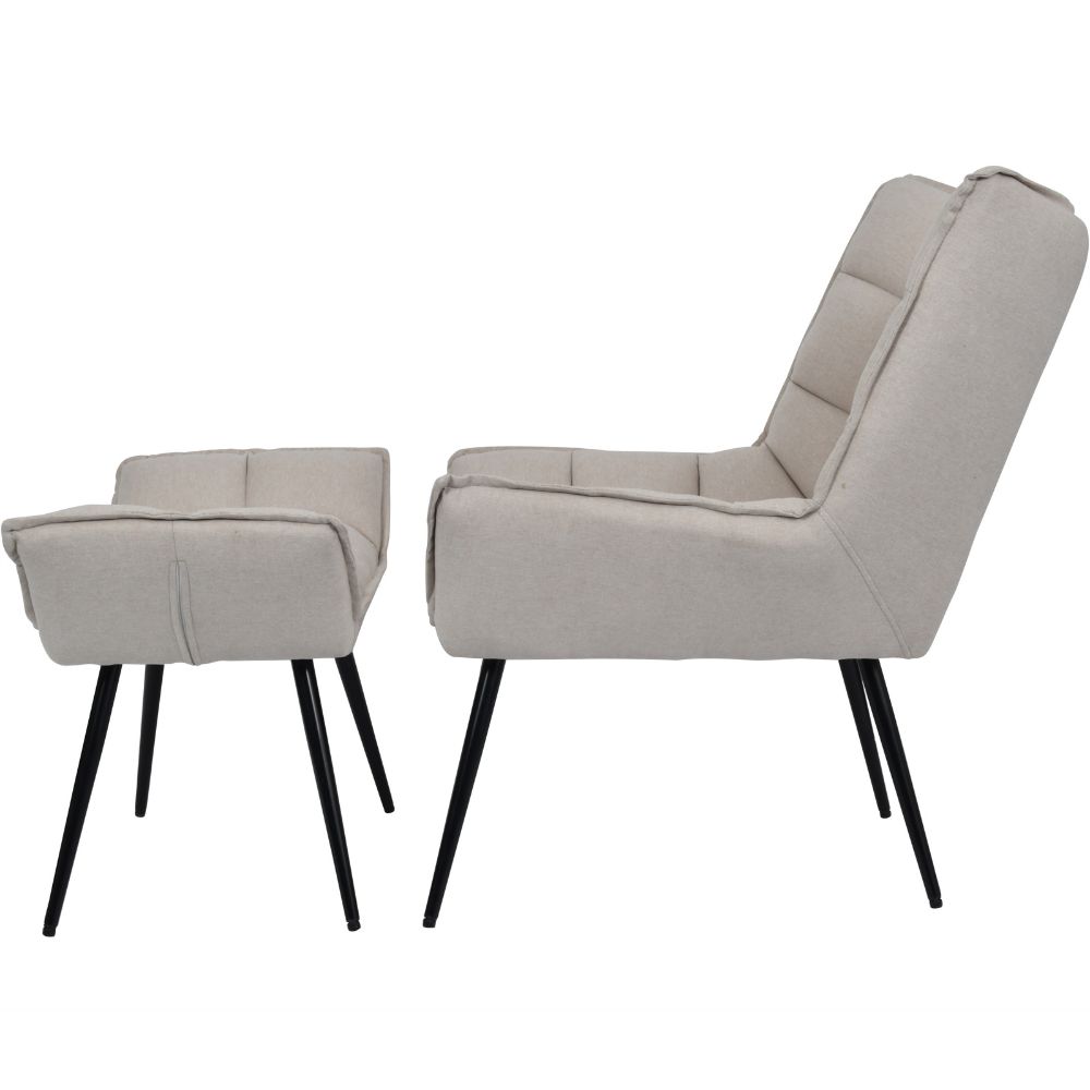 Libra Chrishall Occasional Chair with Footstool in Oatmeal Fabric