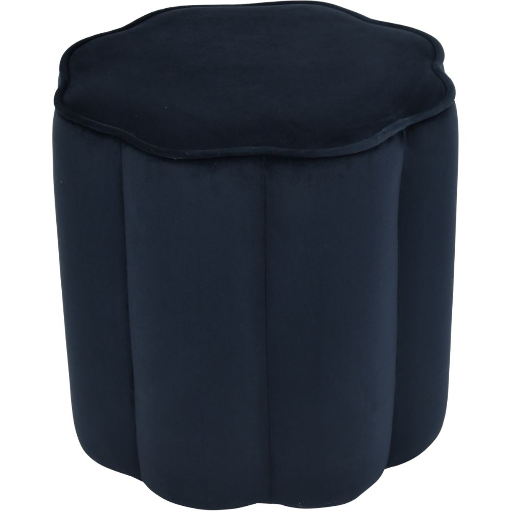 Libra Scallop Footstool in Royal Blue Velvet