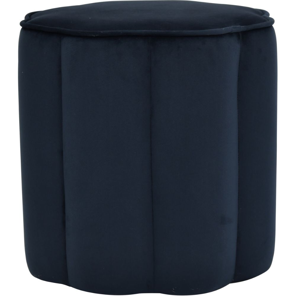 Libra Scallop Footstool in Royal Blue Velvet