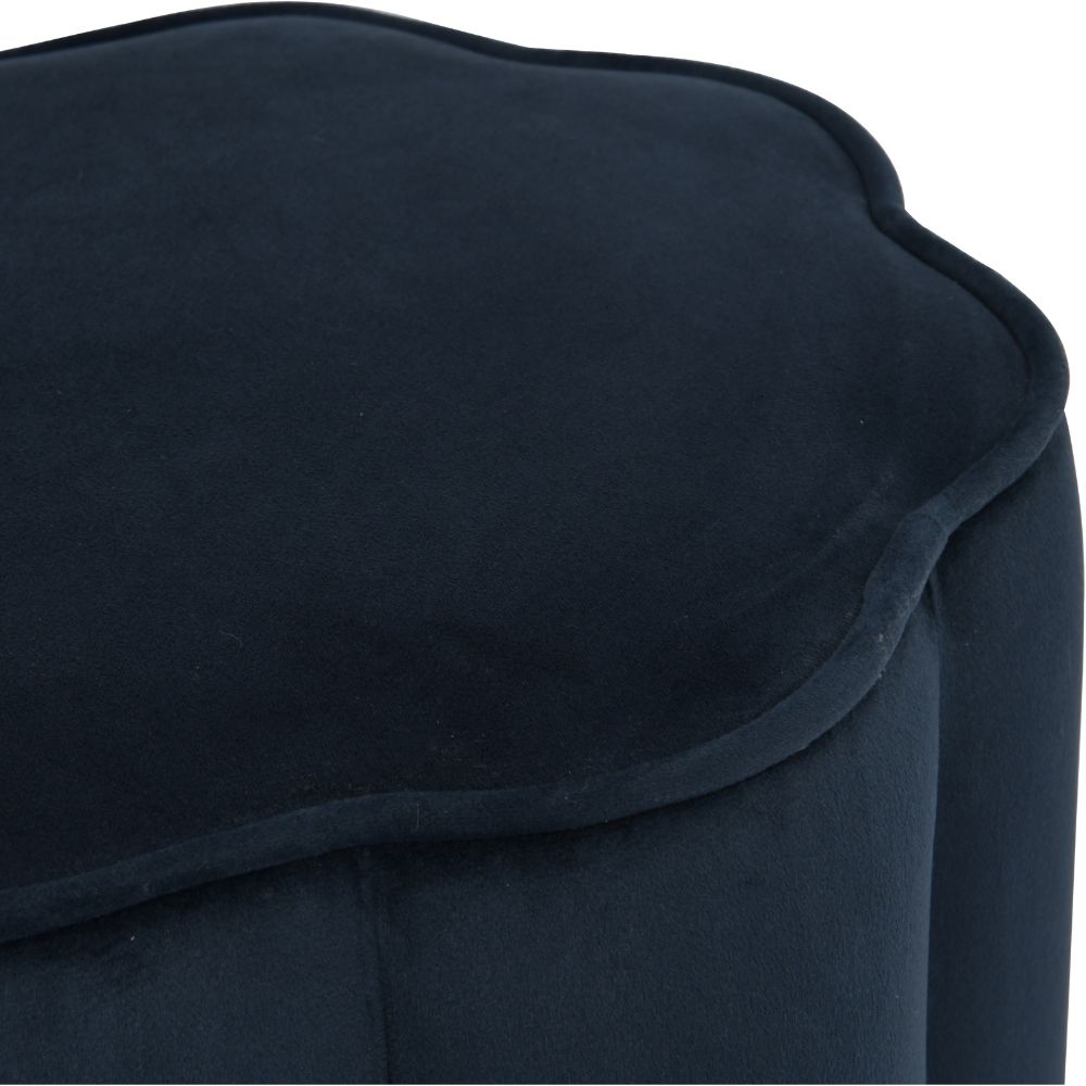 Libra Scallop Footstool in Royal Blue Velvet