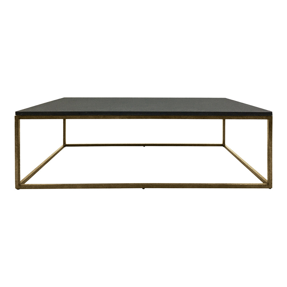 Libra Urban Botanic Collection - Kirkstone Iron Coffee Table Aged Champagne Finish With Galaxy Slate Top Small