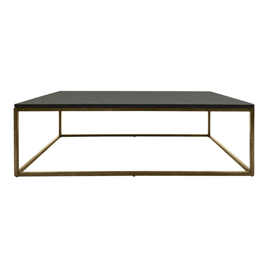 Libra Urban Botanic Collection - Kirkstone Iron Coffee Table Aged Champagne Finish With Galaxy Slate Top Small