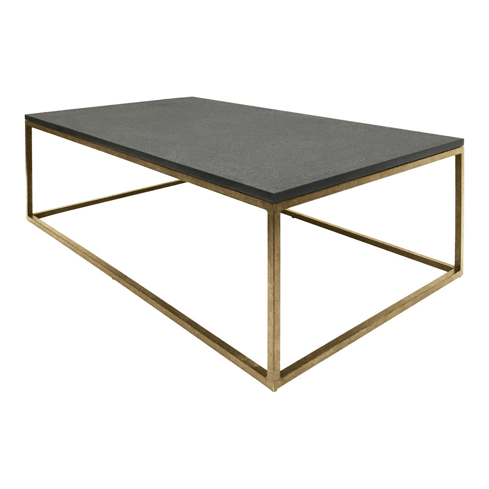 Libra Urban Botanic Collection - Kirkstone Iron Coffee Table Aged Champagne Finish With Galaxy Slate Top Small