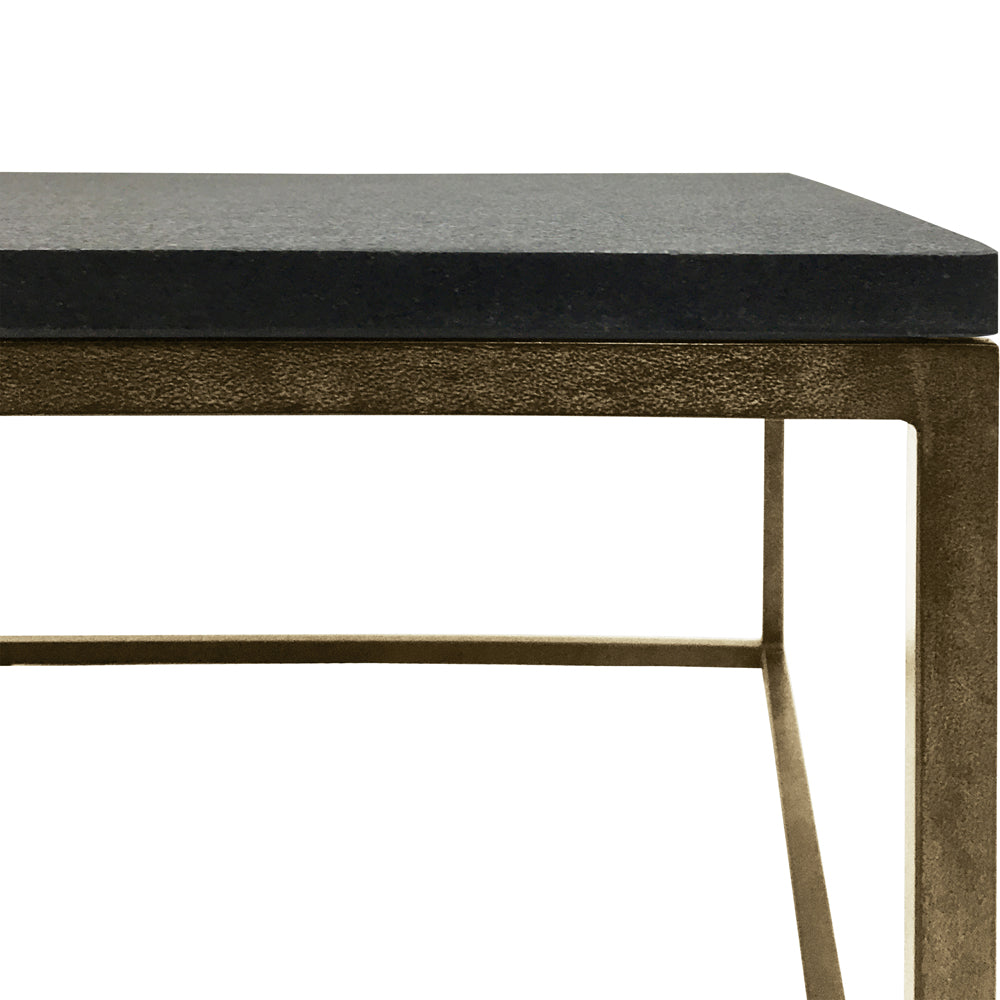 Libra Urban Botanic Collection - Kirkstone Iron Coffee Table Aged Champagne Finish With Galaxy Slate Top Small