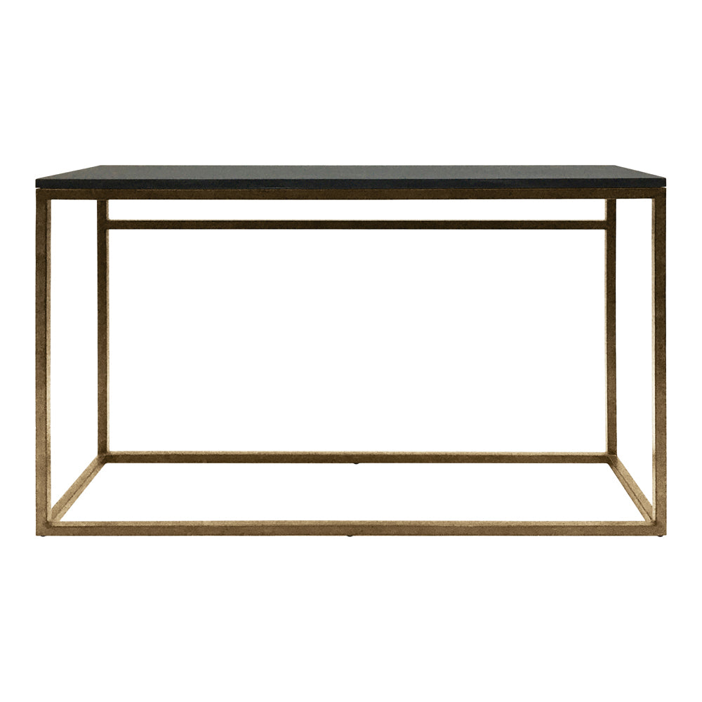 Libra Urban Botanic Collection - Kirkstone Iron Console Table Aged Champagne Finish, Galaxy Slate Small