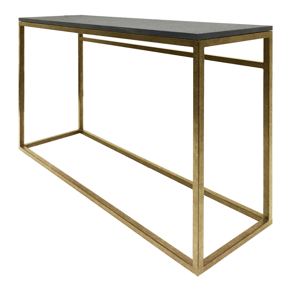 Libra Urban Botanic Collection - Kirkstone Iron Console Table Aged Champagne Finish, Galaxy Slate Small