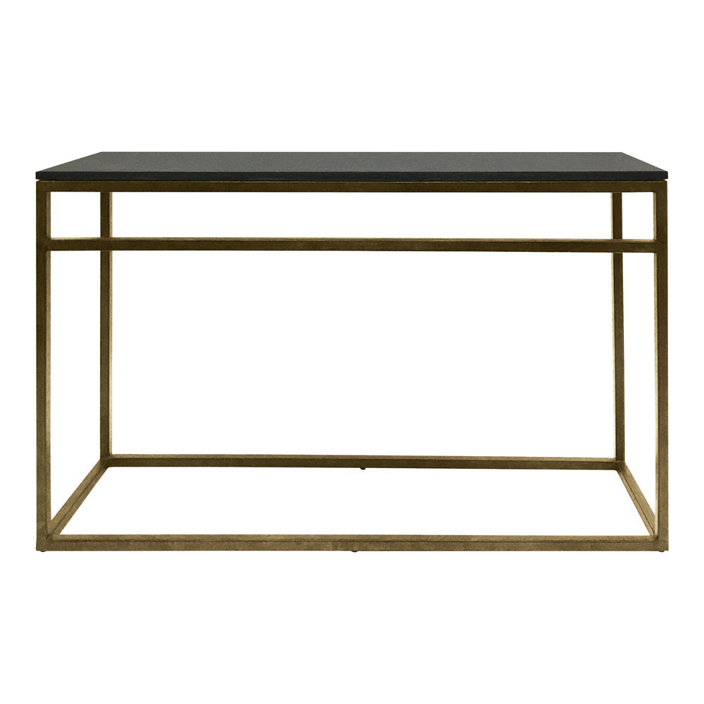 Libra Urban Botanic Collection - Kirkstone Iron Console Table Aged Champagne Finish, Galaxy Slate Small