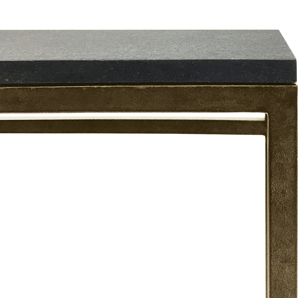 Libra Urban Botanic Collection - Kirkstone Iron Console Table Aged Champagne Finish, Galaxy Slate Small