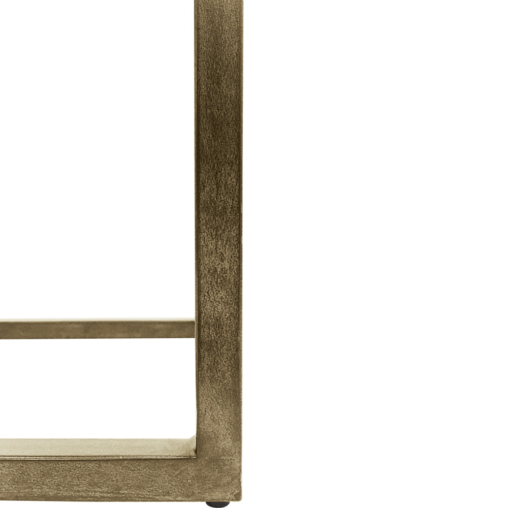 Libra Urban Botanic Collection - Kirkstone Iron Console Table Aged Champagne Finish, Galaxy Slate Small