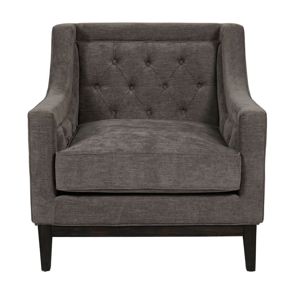 Libra Midnight Mayfair Collection - Theodore Buttoned Armchair in Warm Grey