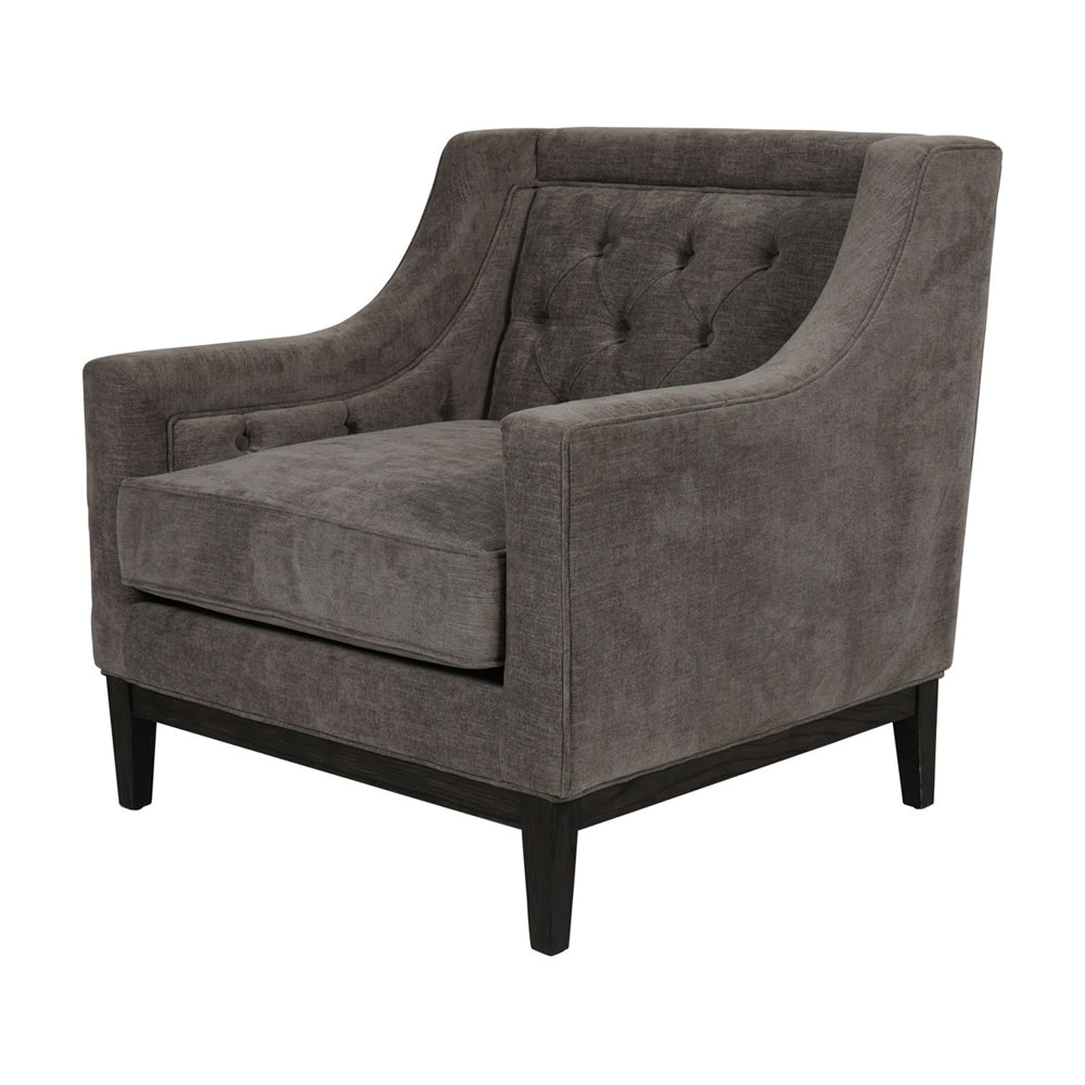 Libra Midnight Mayfair Collection - Theodore Buttoned Armchair in Warm Grey