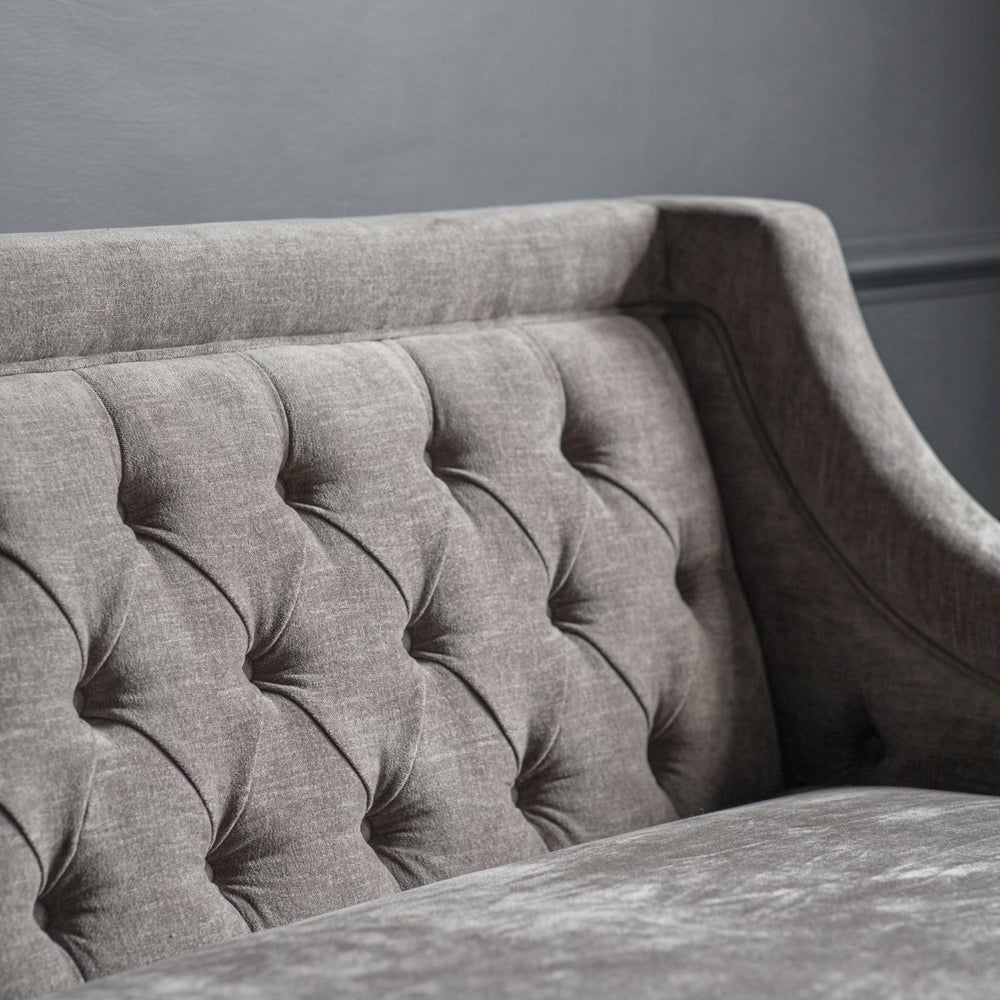 Libra Midnight Mayfair Collection - Theodore Buttoned Sofa in Warm Grey