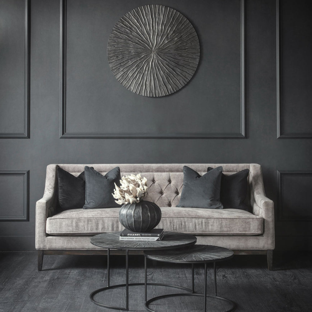 Libra Midnight Mayfair Collection - Theodore Buttoned Sofa in Warm Grey