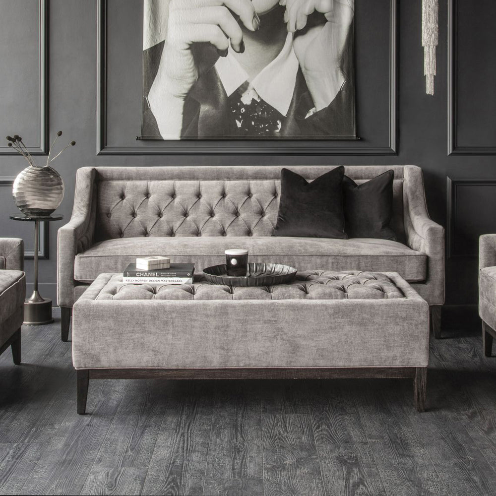 Libra Midnight Mayfair Collection - Theodore Buttoned Sofa in Warm Grey