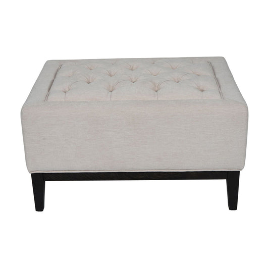 Libra Luxurious Glamour Collection - Theodore Buttoned Stool in Ivory Fabric