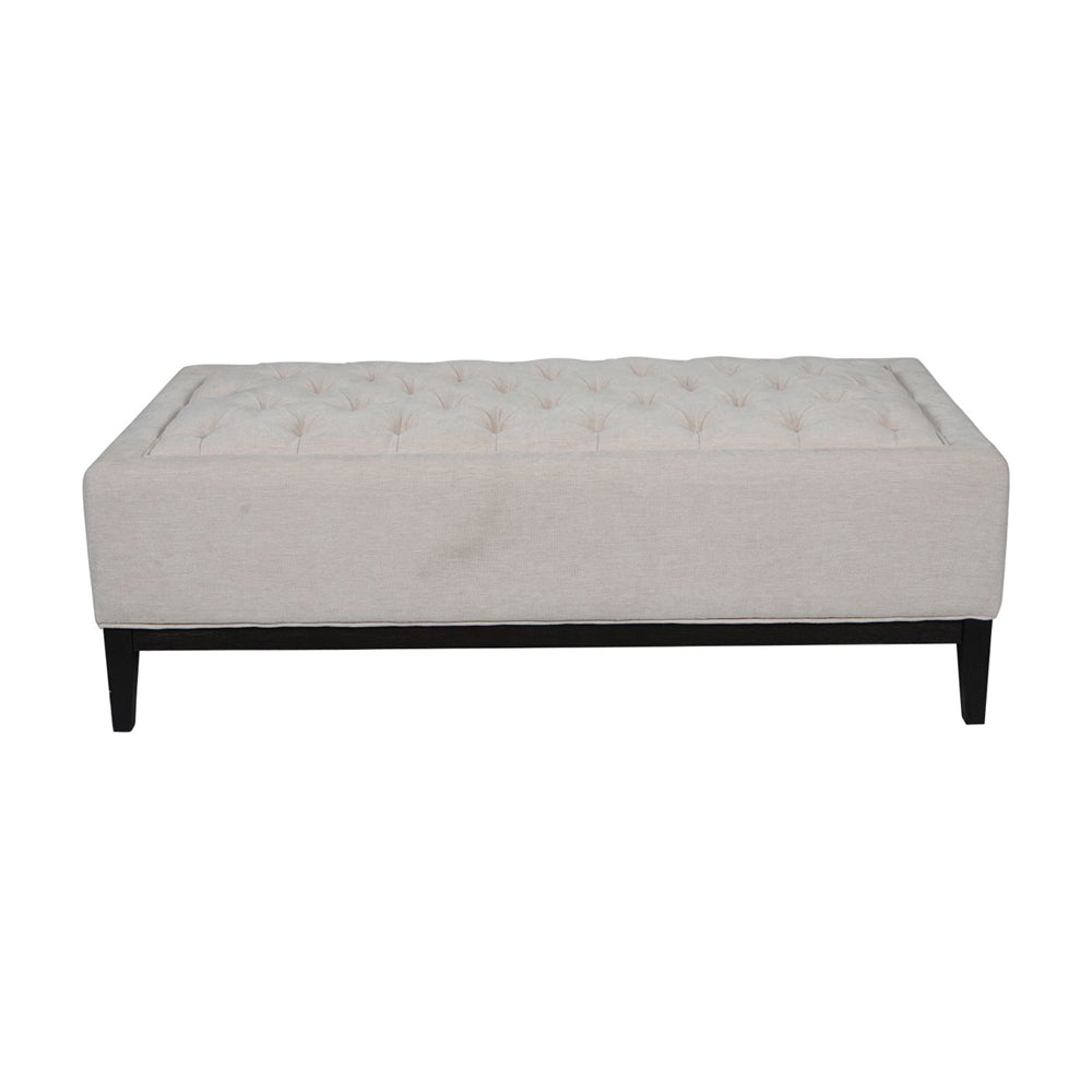 Libra Luxurious Glamour Collection - Theodore Buttoned X-Large Ottoman in Ivory Fabric