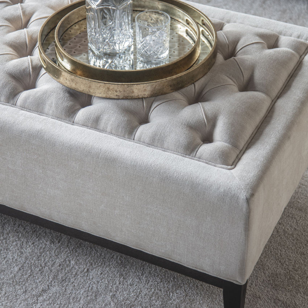 Libra Luxurious Glamour Collection - Theodore Buttoned X-Large Ottoman in Ivory Fabric