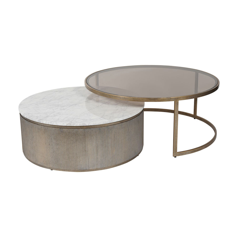 Libra Luxurious Glamour Collection - Set of 2 Belvedere Nesting Coffee Tables in Aged Gold