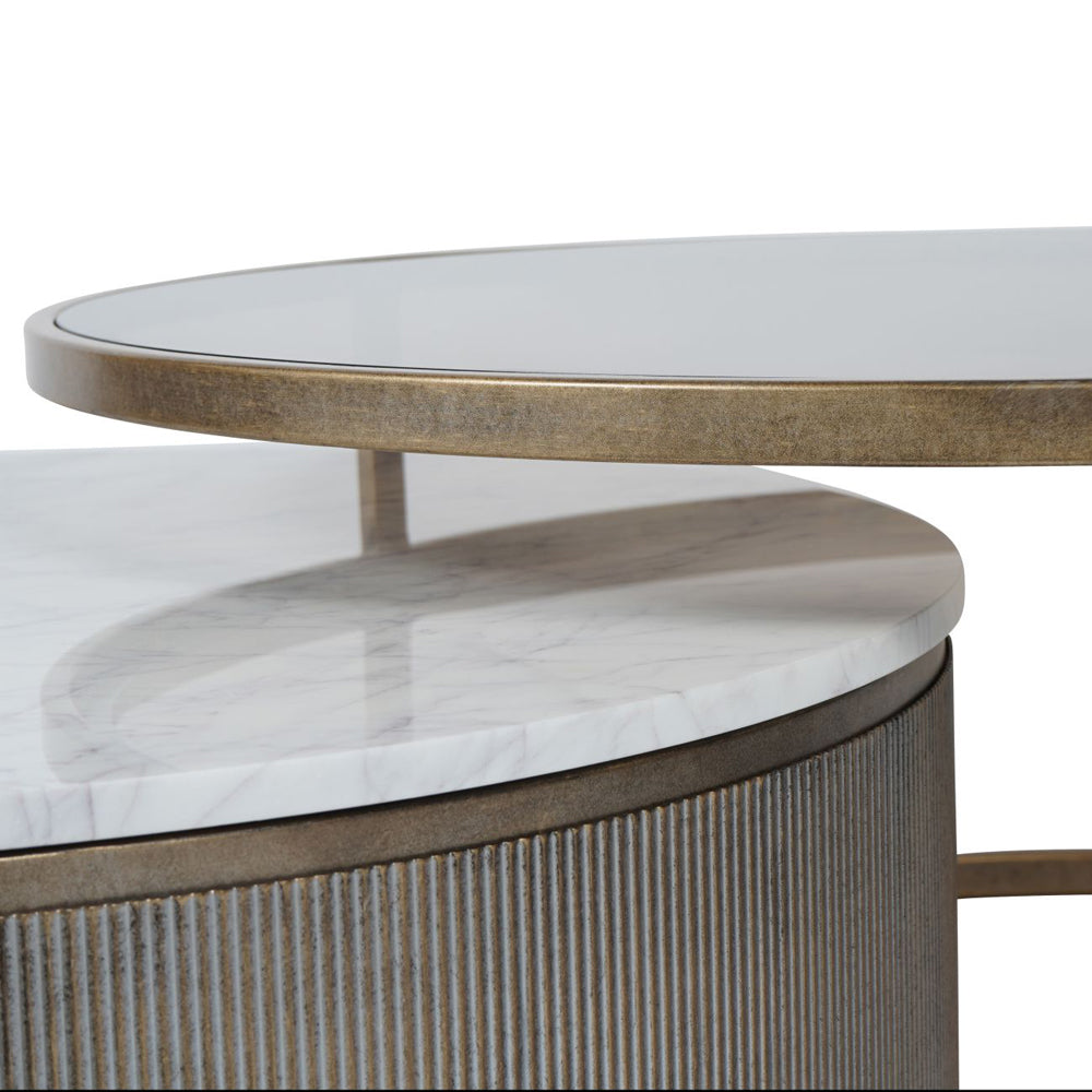 Libra Luxurious Glamour Collection - Set of 2 Belvedere Nesting Coffee Tables in Aged Gold