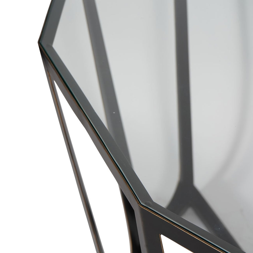 Libra Urban Botanic Collection - Catalan Bronze Gilded Console Table with Glass Top