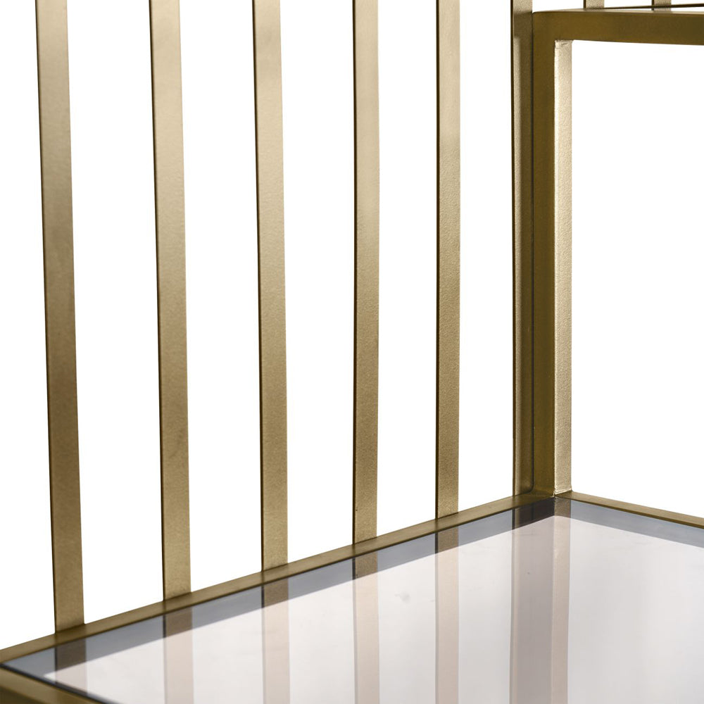 Libra Luxurious Glamour Collection - Set of 2 Westley Shelving Units in Dark Gold with Brown Tinted Glass