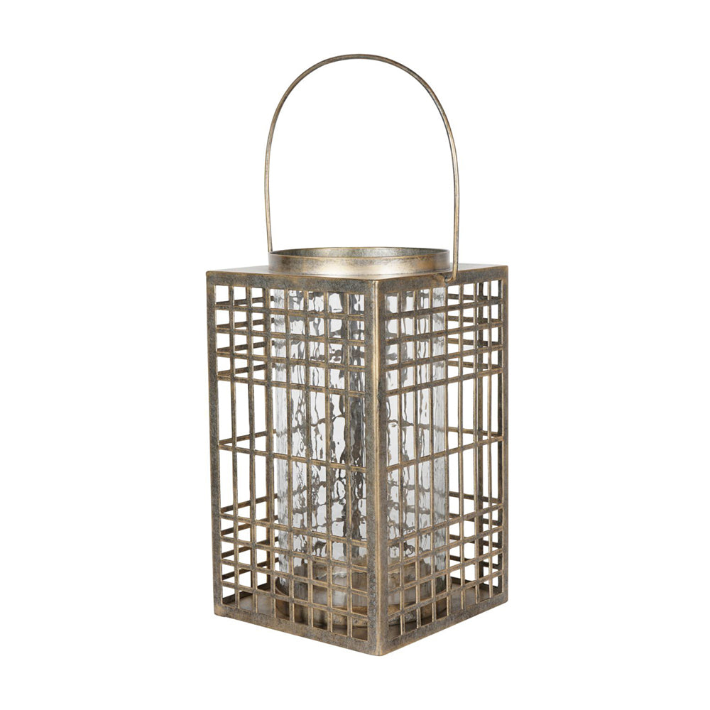 Libra Luxurious Glamour Collection - Barossa Fretwork Square Lantern in Aged Gold