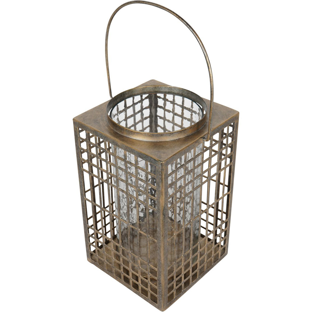 Libra Luxurious Glamour Collection - Barossa Fretwork Square Lantern in Aged Gold