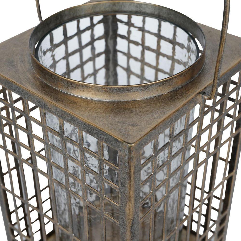 Libra Luxurious Glamour Collection - Barossa Fretwork Square Lantern in Aged Gold