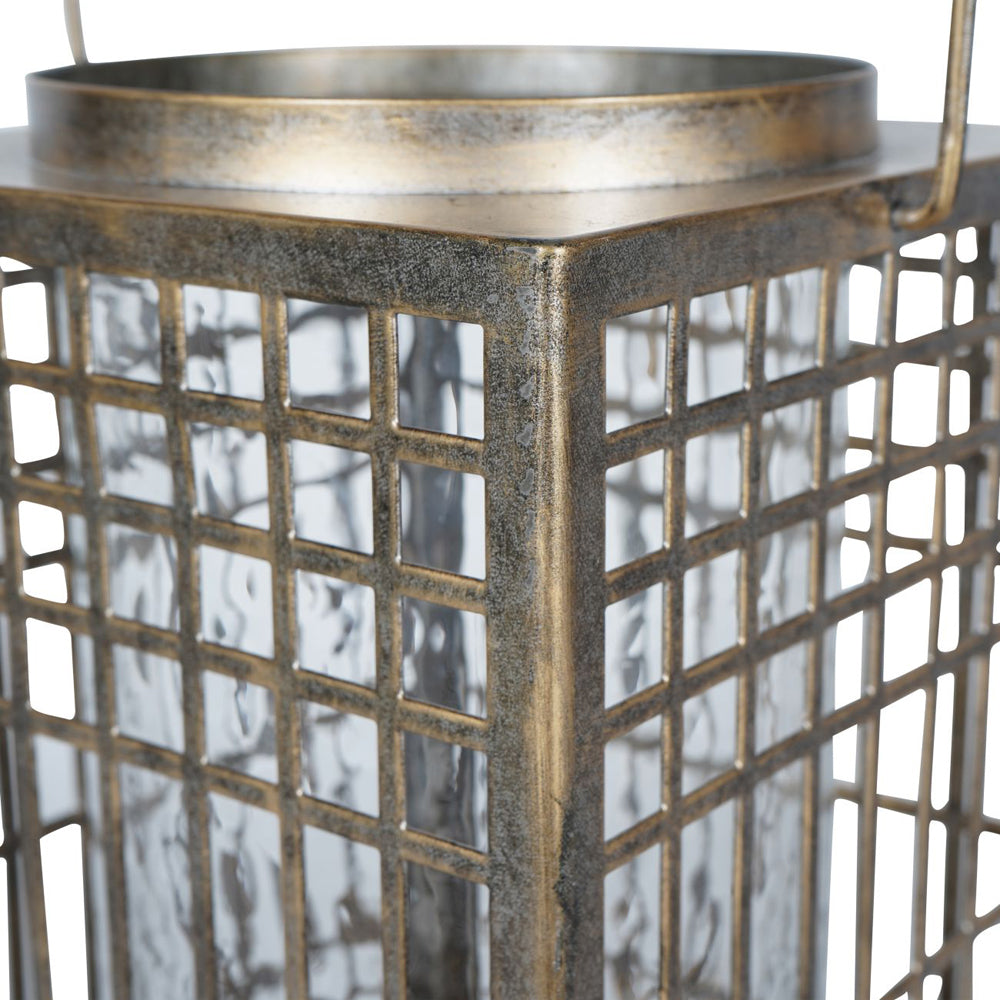 Libra Luxurious Glamour Collection - Barossa Fretwork Square Lantern in Aged Gold