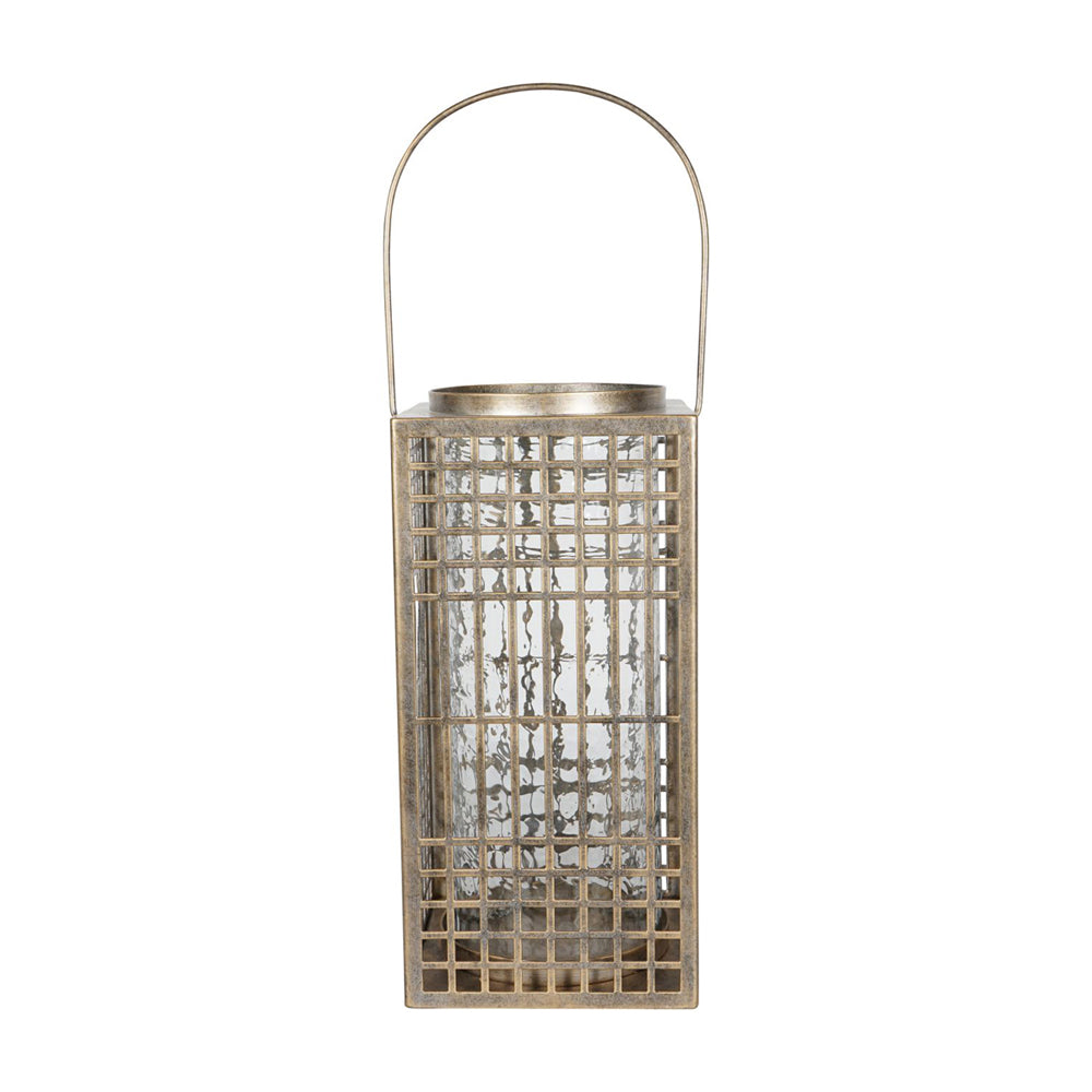 Libra Luxurious Glamour Collection - Barossa Fretwork Square Lantern in Aged Gold