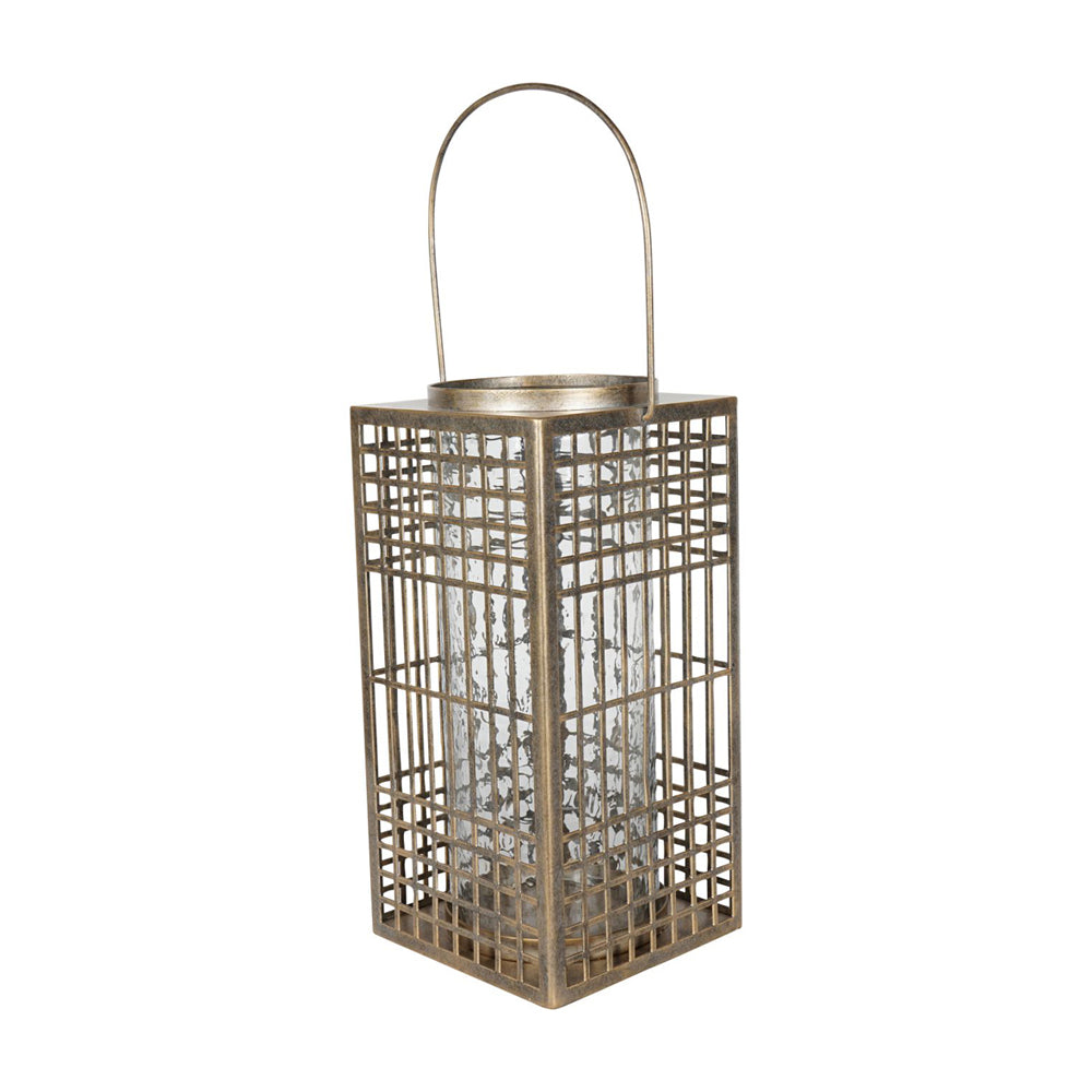 Libra Luxurious Glamour Collection - Barossa Fretwork Square Lantern in Aged Gold