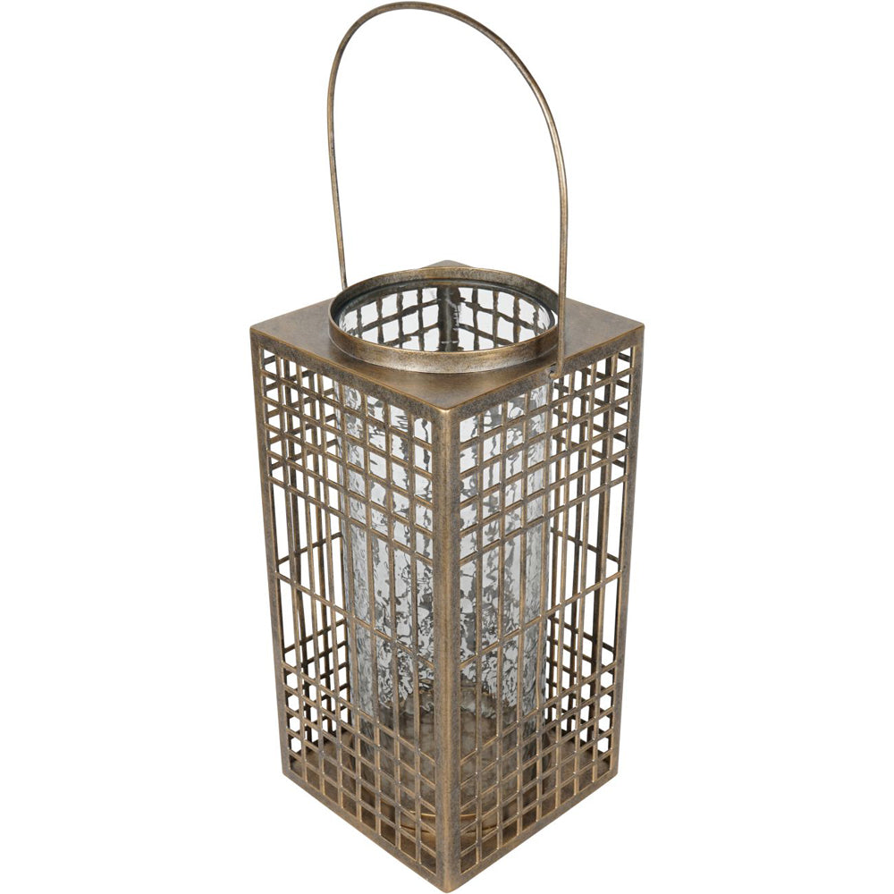 Libra Luxurious Glamour Collection - Barossa Fretwork Square Lantern in Aged Gold