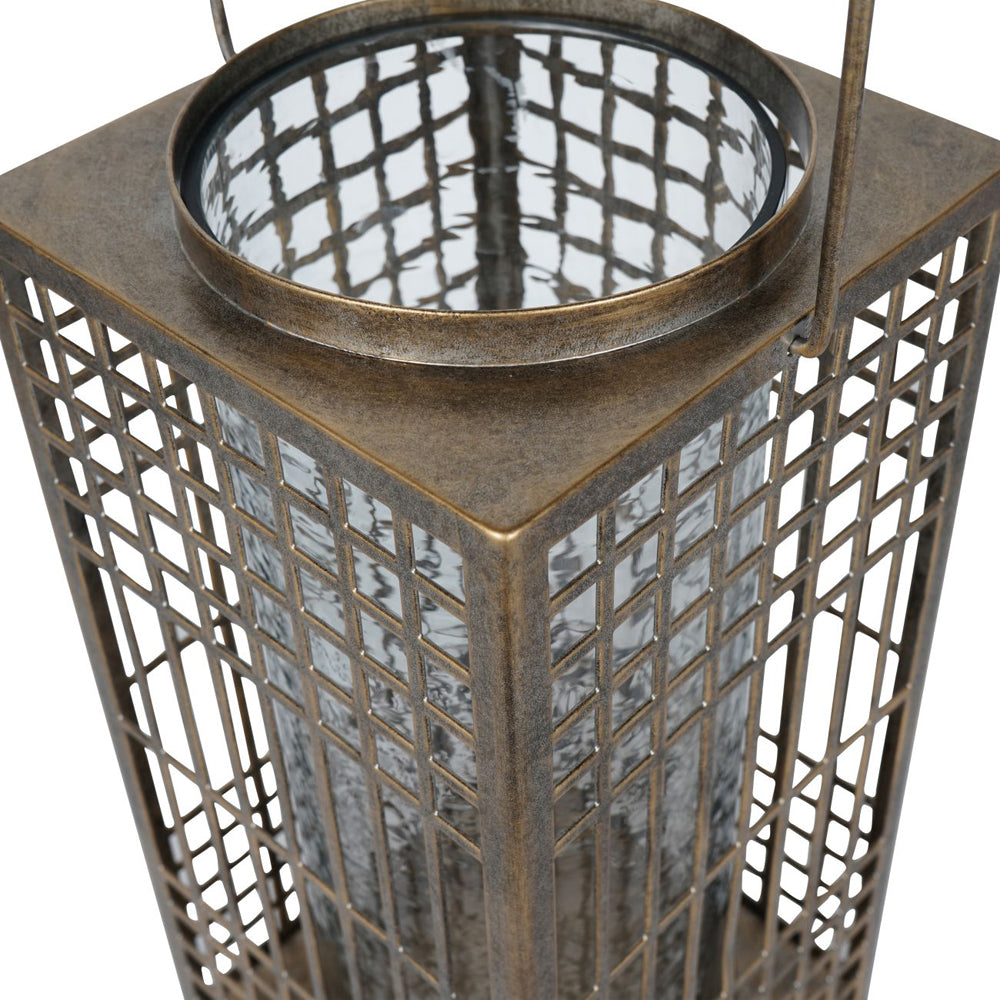 Libra Luxurious Glamour Collection - Barossa Fretwork Square Lantern in Aged Gold