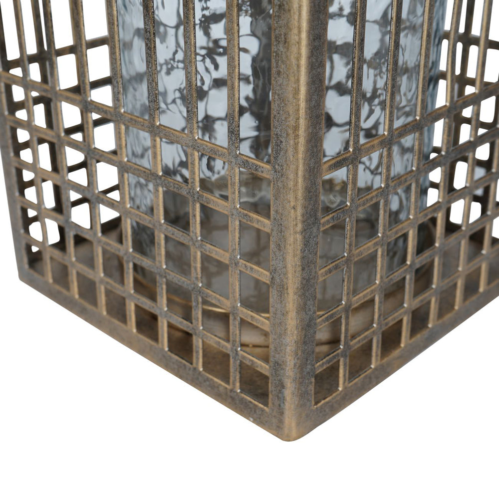 Libra Luxurious Glamour Collection - Barossa Fretwork Square Lantern in Aged Gold