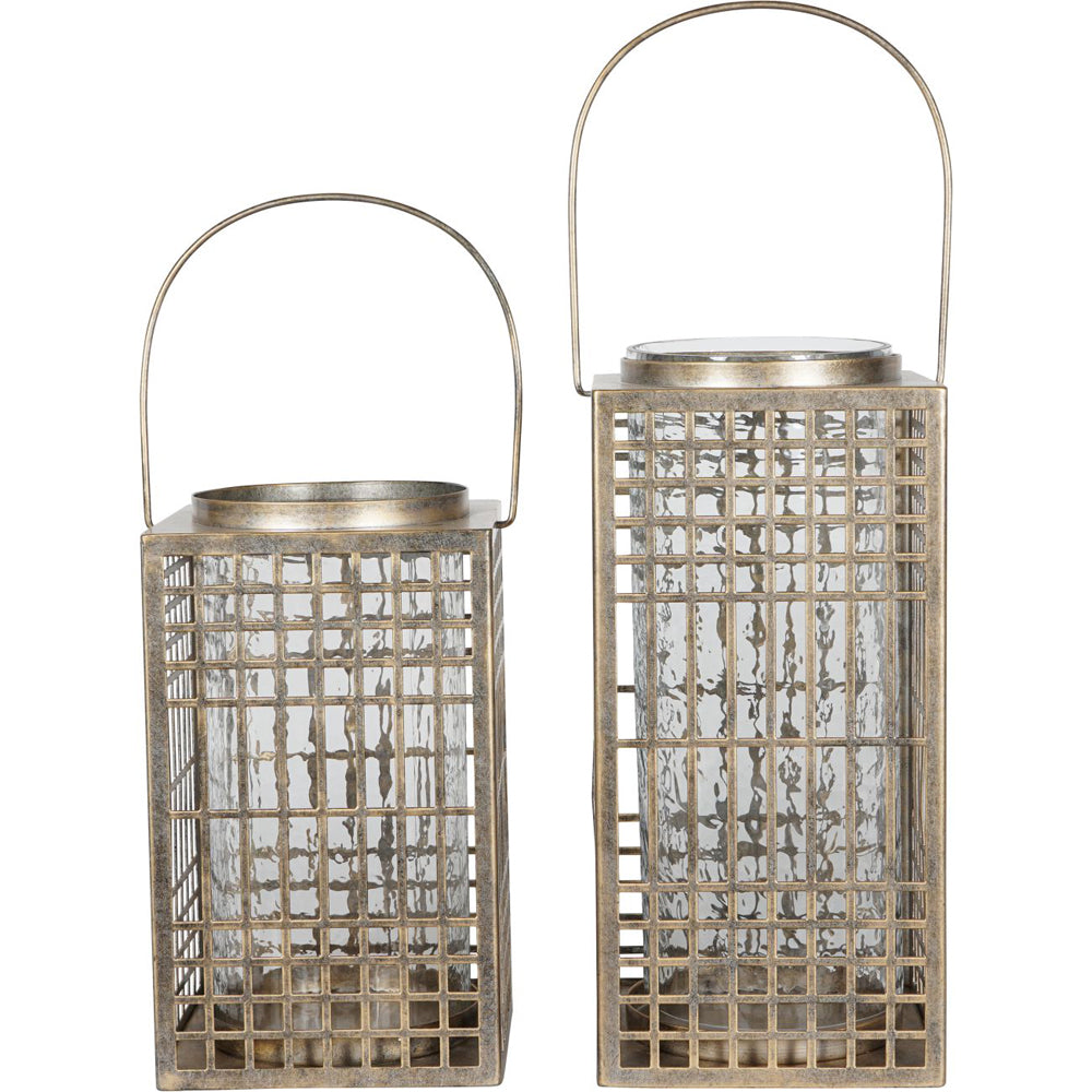 Libra Luxurious Glamour Collection - Barossa Fretwork Square Lantern in Aged Gold