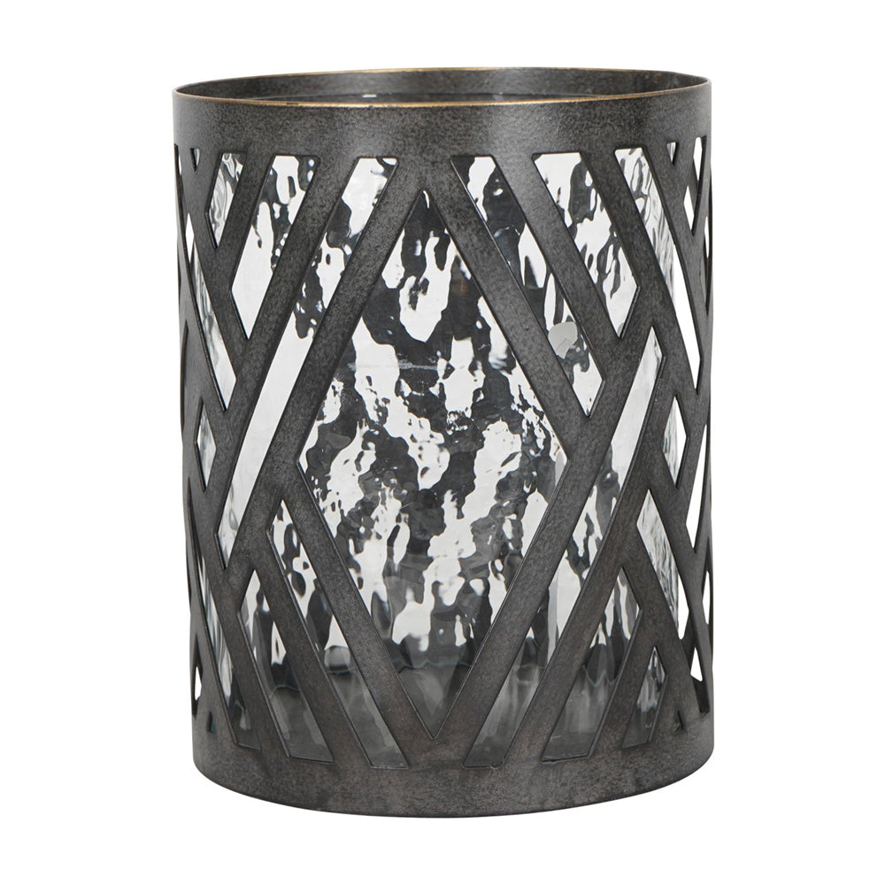 Libra Calm Neutral Collection - Earlstone Lattice Circular Hurricane in Gilded Oak Wood Finish