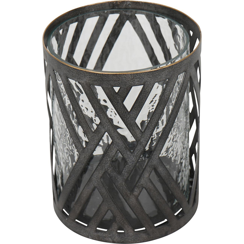 Libra Calm Neutral Collection - Earlstone Lattice Circular Hurricane in Gilded Oak Wood Finish