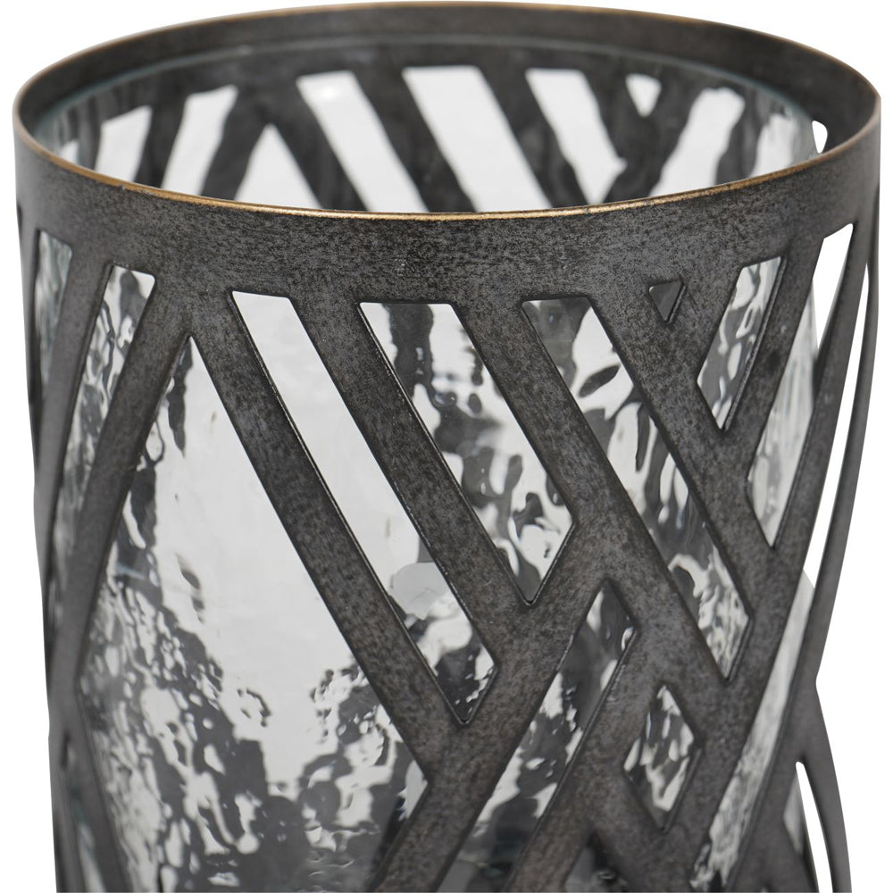 Libra Calm Neutral Collection - Earlstone Lattice Circular Hurricane in Gilded Oak Wood Finish