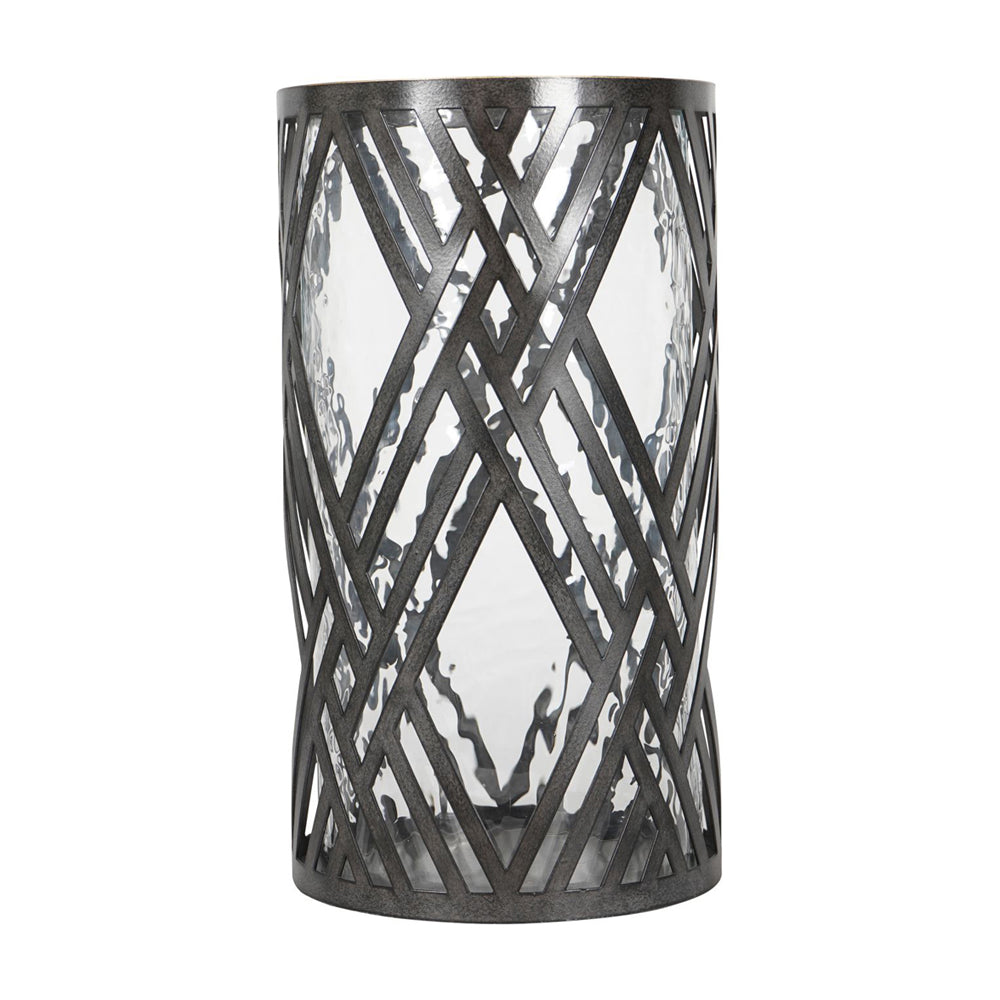 Libra Calm Neutral Collection - Earlstone Lattice Circular Hurricane in Gilded Oak Wood Finish