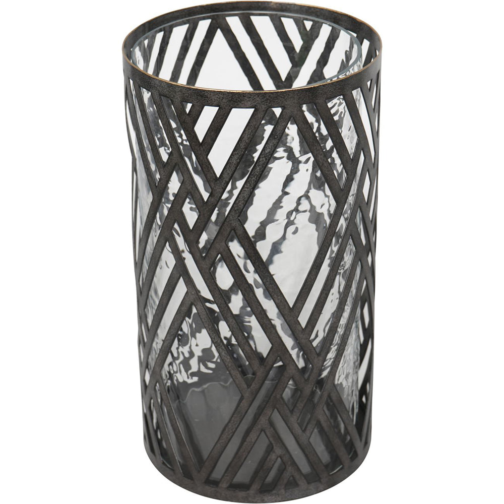 Libra Calm Neutral Collection - Earlstone Lattice Circular Hurricane in Gilded Oak Wood Finish