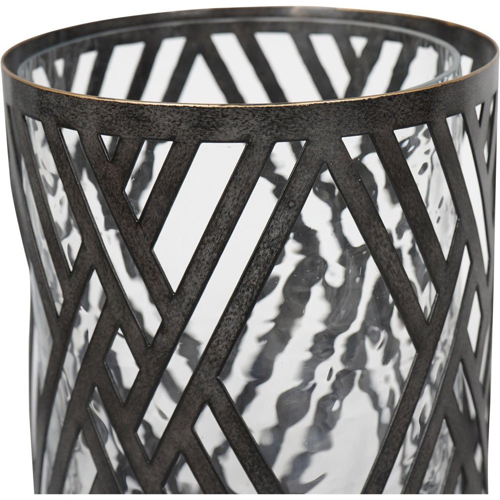 Libra Calm Neutral Collection - Earlstone Lattice Circular Hurricane in Gilded Oak Wood Finish