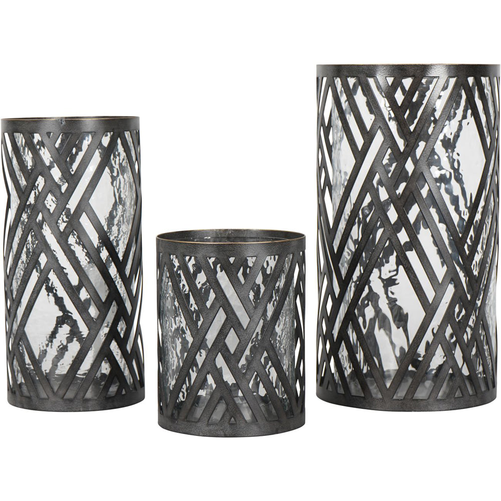 Libra Calm Neutral Collection - Earlstone Lattice Circular Hurricane in Gilded Oak Wood Finish