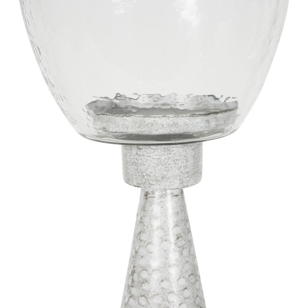 Libra Calm Neutral Collection - Sandbanks Iron and Hammered Glass Table Hurricane in Chalk White