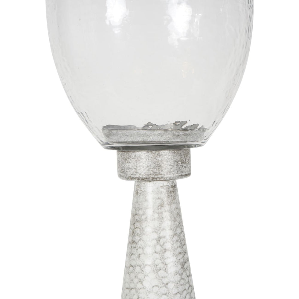 Libra Calm Neutral Collection - Sandbanks Iron and Hammered Glass Floor Hurricane in Chalk White