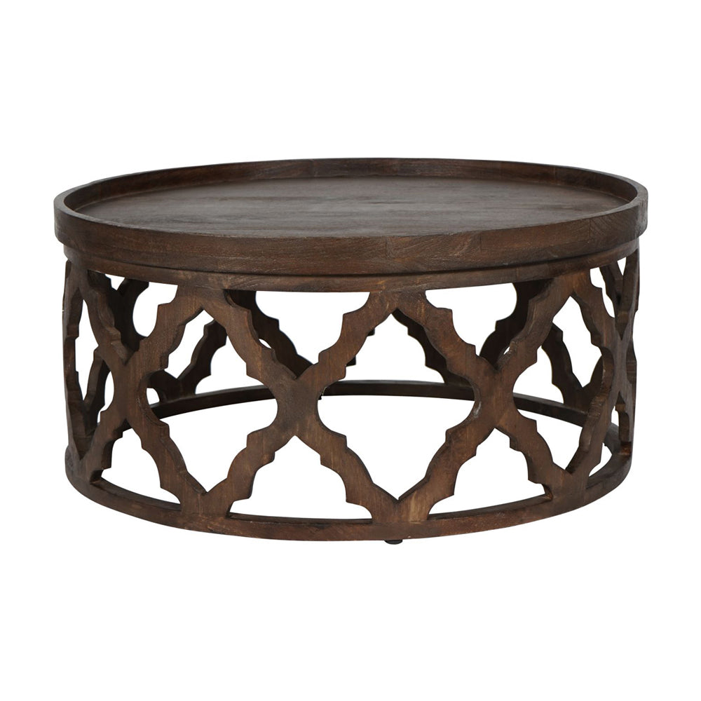 Libra Calm Neutral Collection - Kielder Solid Carved Wooden Coffee Table in Dark Brown