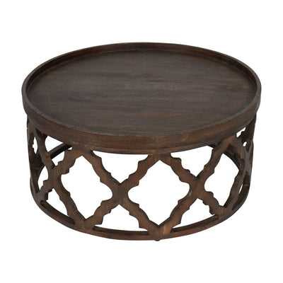 Libra Calm Neutral Collection - Kielder Solid Carved Wooden Coffee Table in Dark Brown